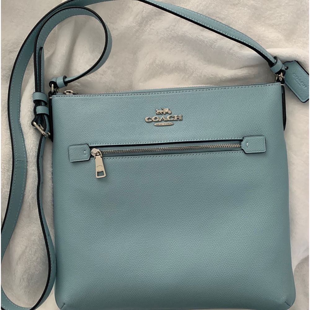 Coach silver and blue crossbody bag